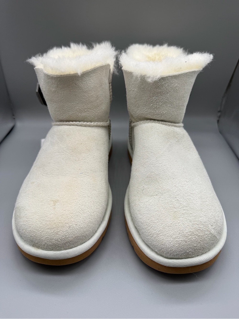 UGG Women’s Mini Bailey Button Geo Perf White Twinface Boots | Size 6 | Rare NIB - Picture 8 of 13